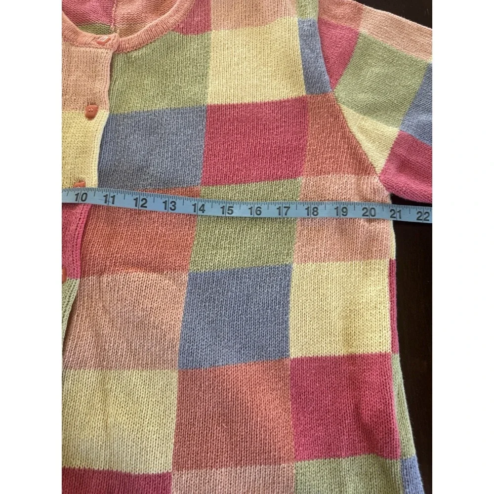 VTG Cardigan Sweater Colorblock Boho Pastel Patchwork Granny Med Large